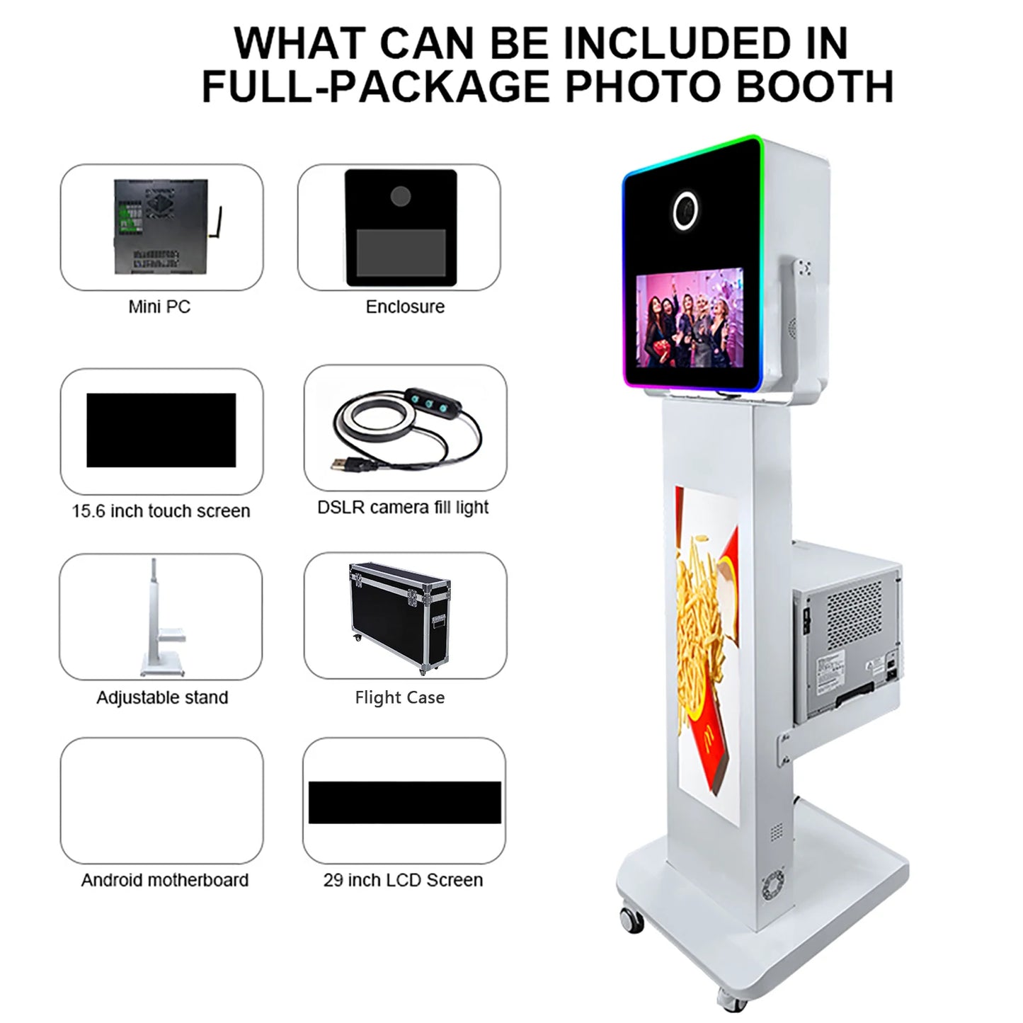 Magic Mirror Photo Booth for DSLR Camera with 15.6inch Touch Screen 29in LCD Screen