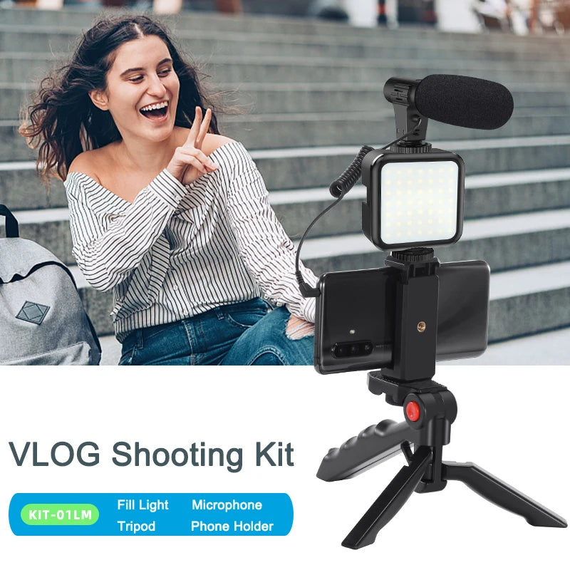 Portable Vlogging Kit with Tripod Bluetooth Control