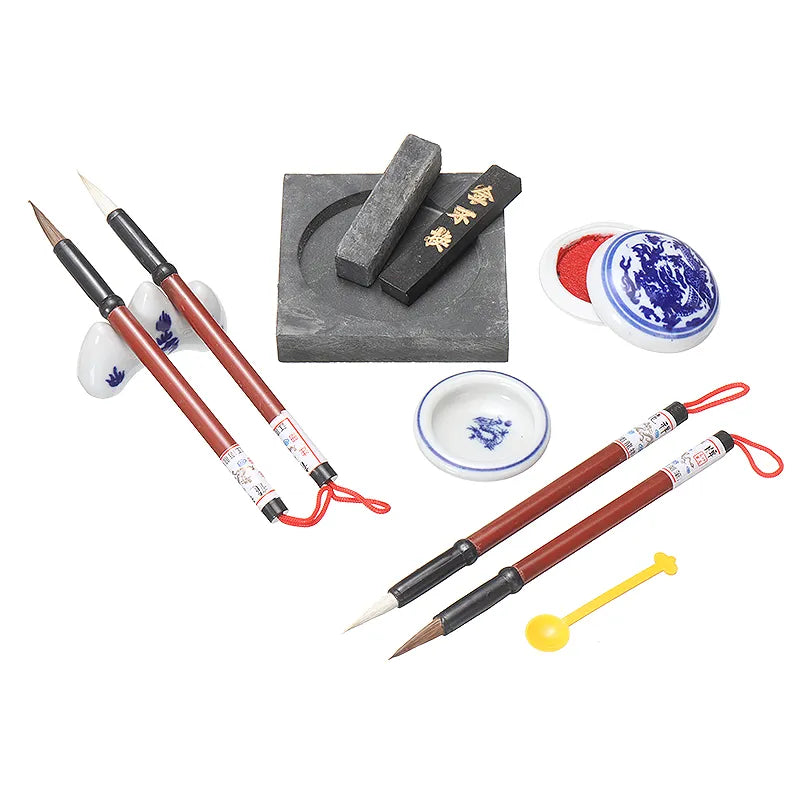 Calligraphy Set Writing Brush, Pen, Ink, Mixing Inkstone