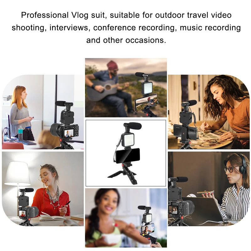 Portable Vlogging Kit with Tripod Bluetooth Control