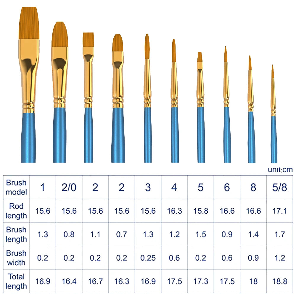 High Quality Nylon Hair 50pcs Artist Paint Brush Set