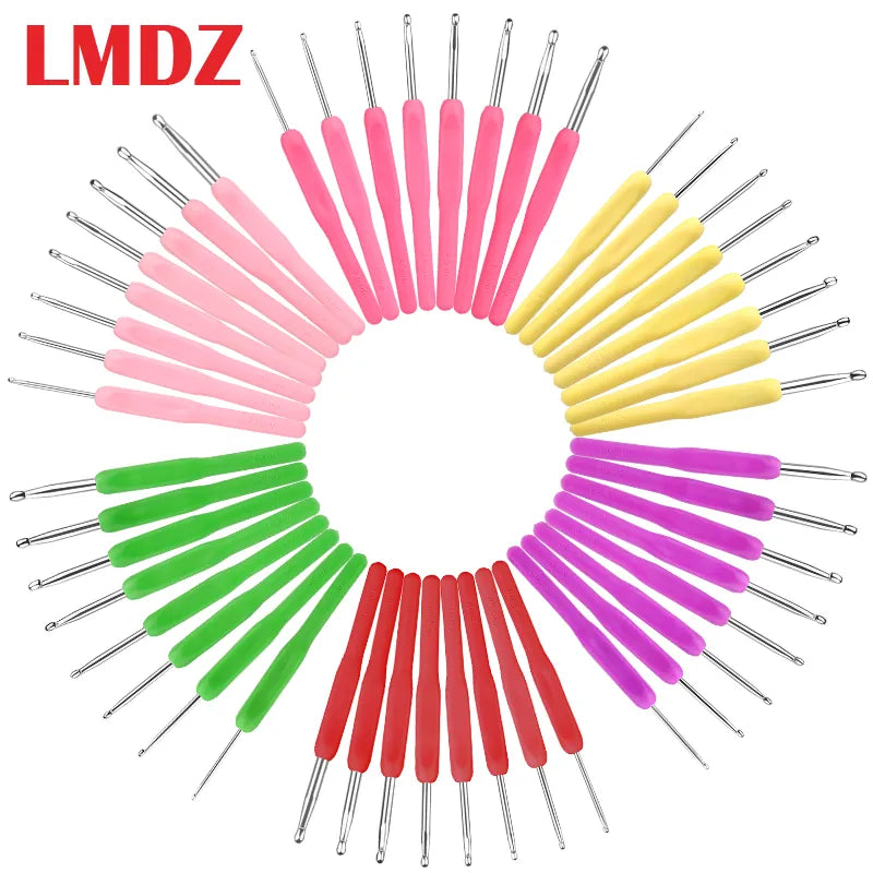 8pcs Aluminum Rubber Handle Multicolor Knitting Needles