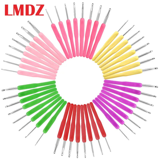 8pcs Aluminum Rubber Handle Multicolor Knitting Needles