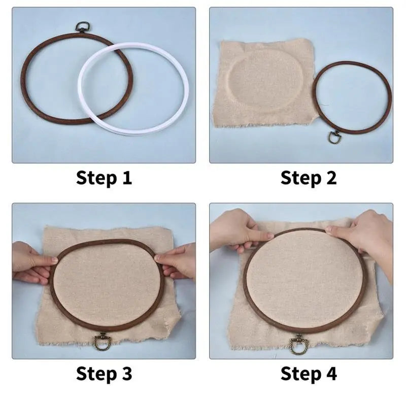 10pcs/Set 7.5-26cm Round Wooden Embroidery Hoops Frame Set