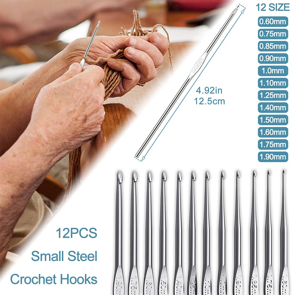 53Pcs Beginner Crochet Hook Kit with Wool Crochet Hooks, Needles and Storage Bag