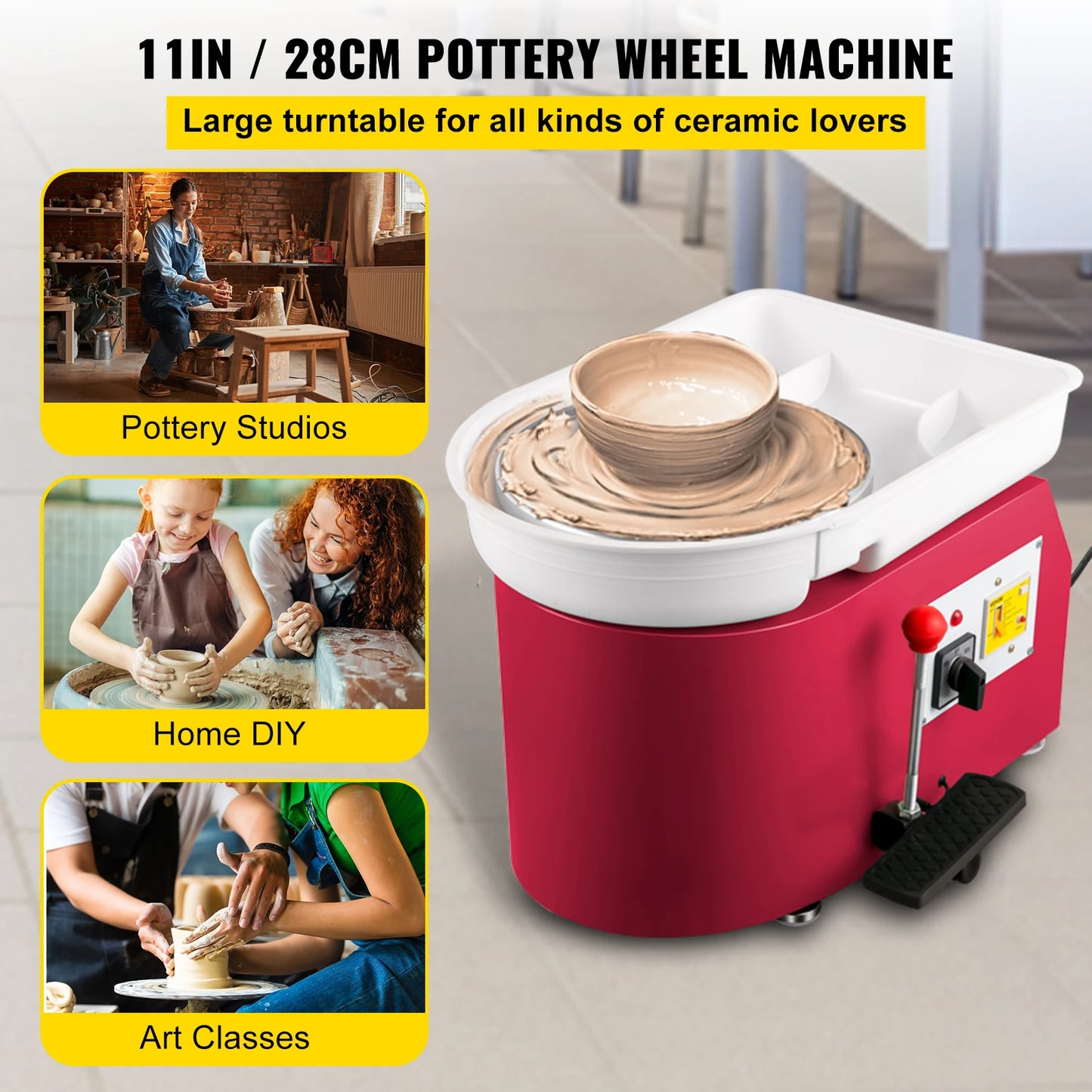 28cm Pottery Wheel Machine 350W Foot & Manual Control