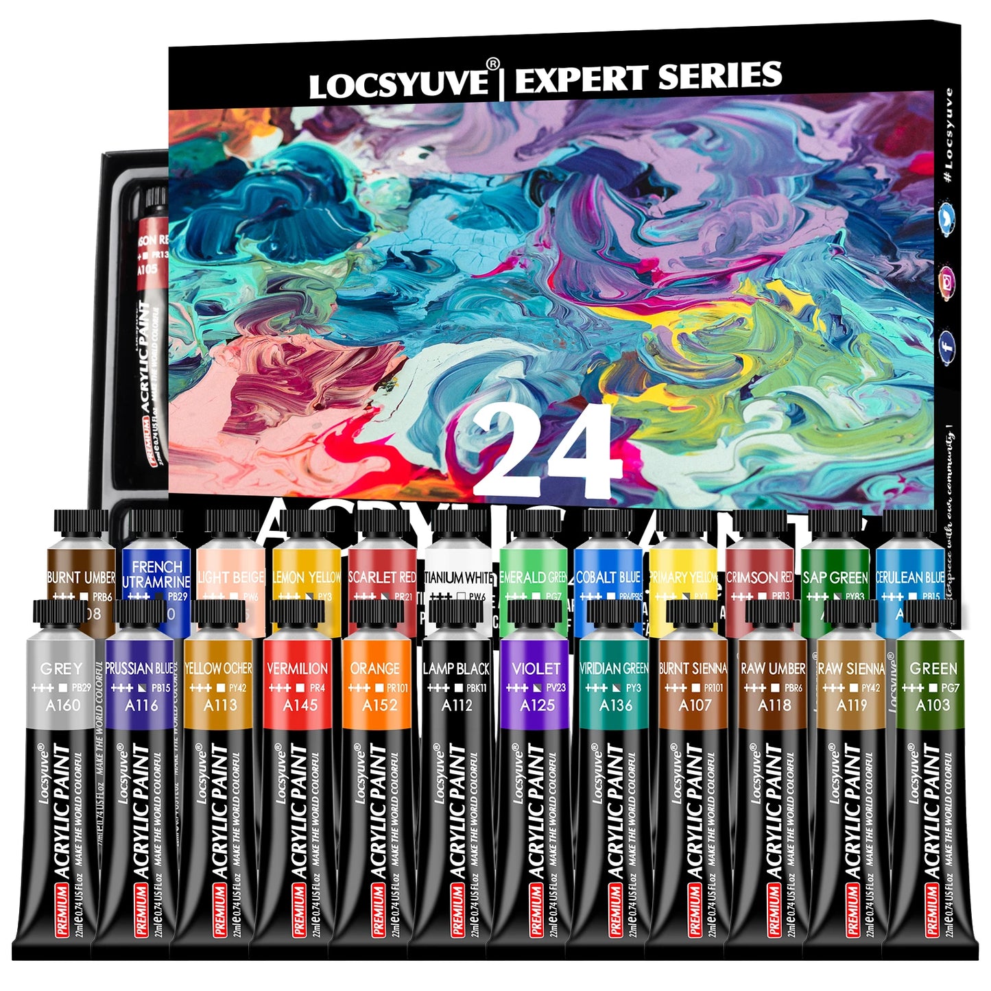 Acrylic Paint Set 24 Colors 22ml