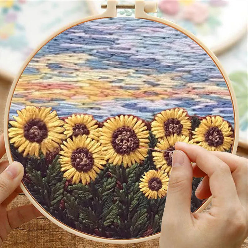 Starter Embroidery Cross Stitch Set With Hoop