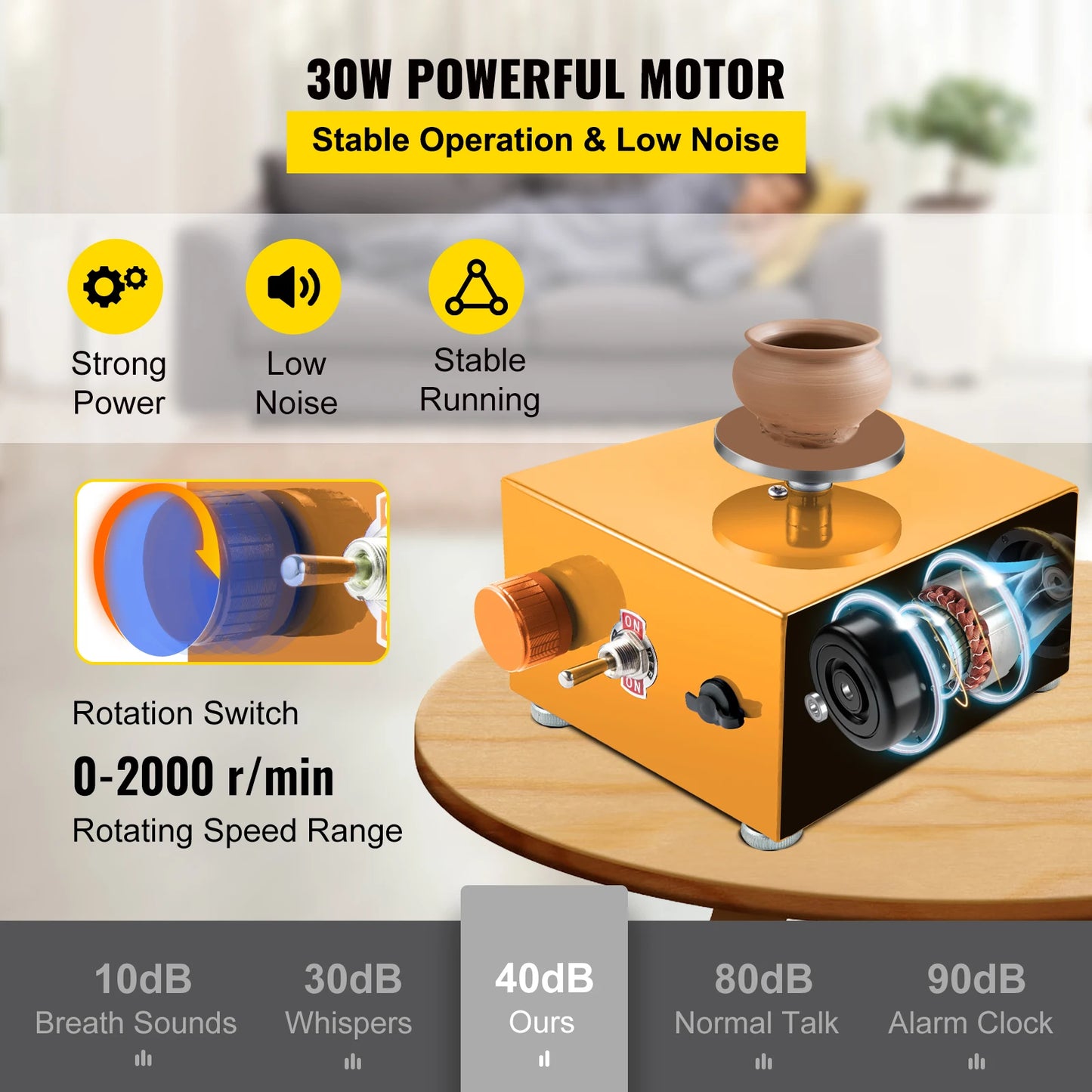 VEVOR 30W Mini Pottery Wheel Adjustable Speed