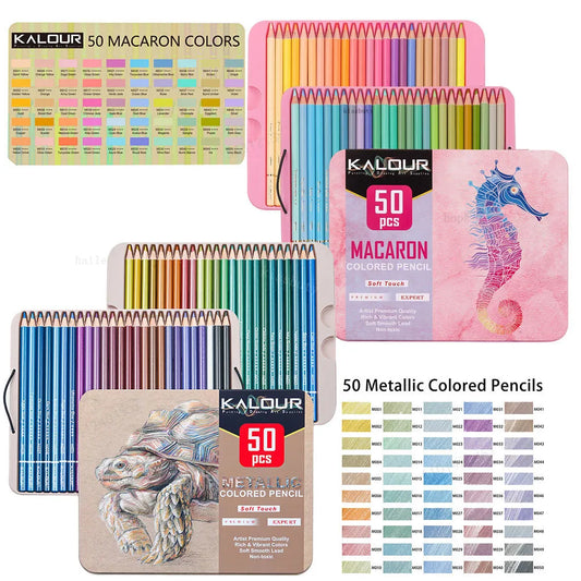 50Pcs Metallic & Macaron Colored Pencils