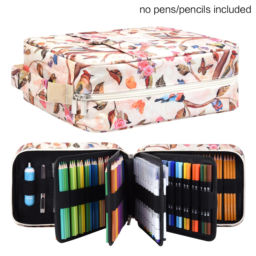 Pencil Case Holder -Holds 260 Colored Pencils/180 Gel Pens with Zipper Closure