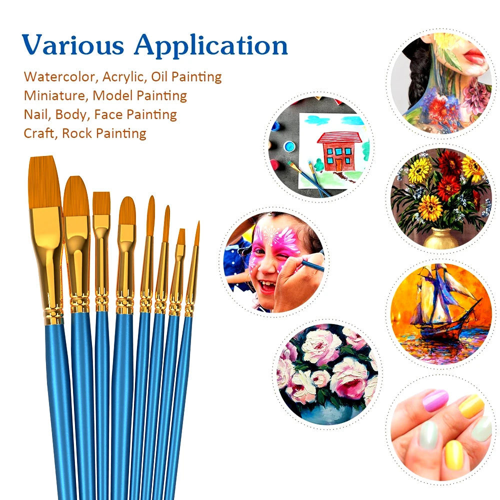 High Quality Nylon Hair 50pcs Artist Paint Brush Set