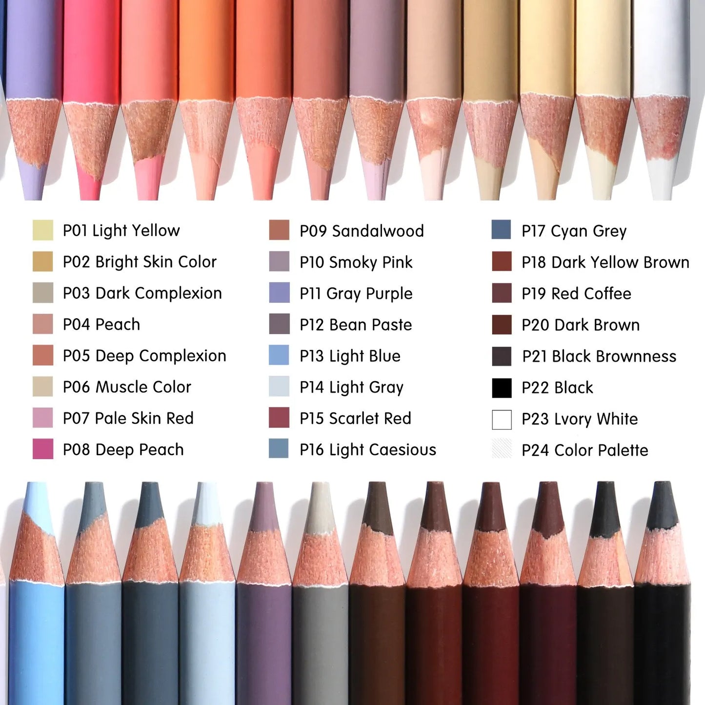 24 Color Oil Skin Tone Pencil Set