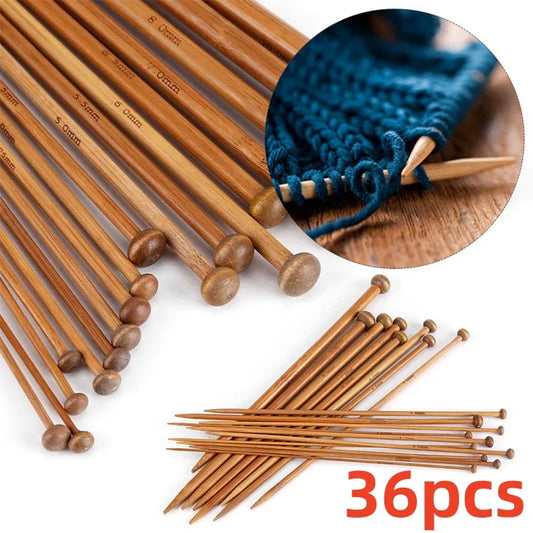 36pcs/set Bamboo Knitting Needles 18 Sizes From 2mm To 10mm