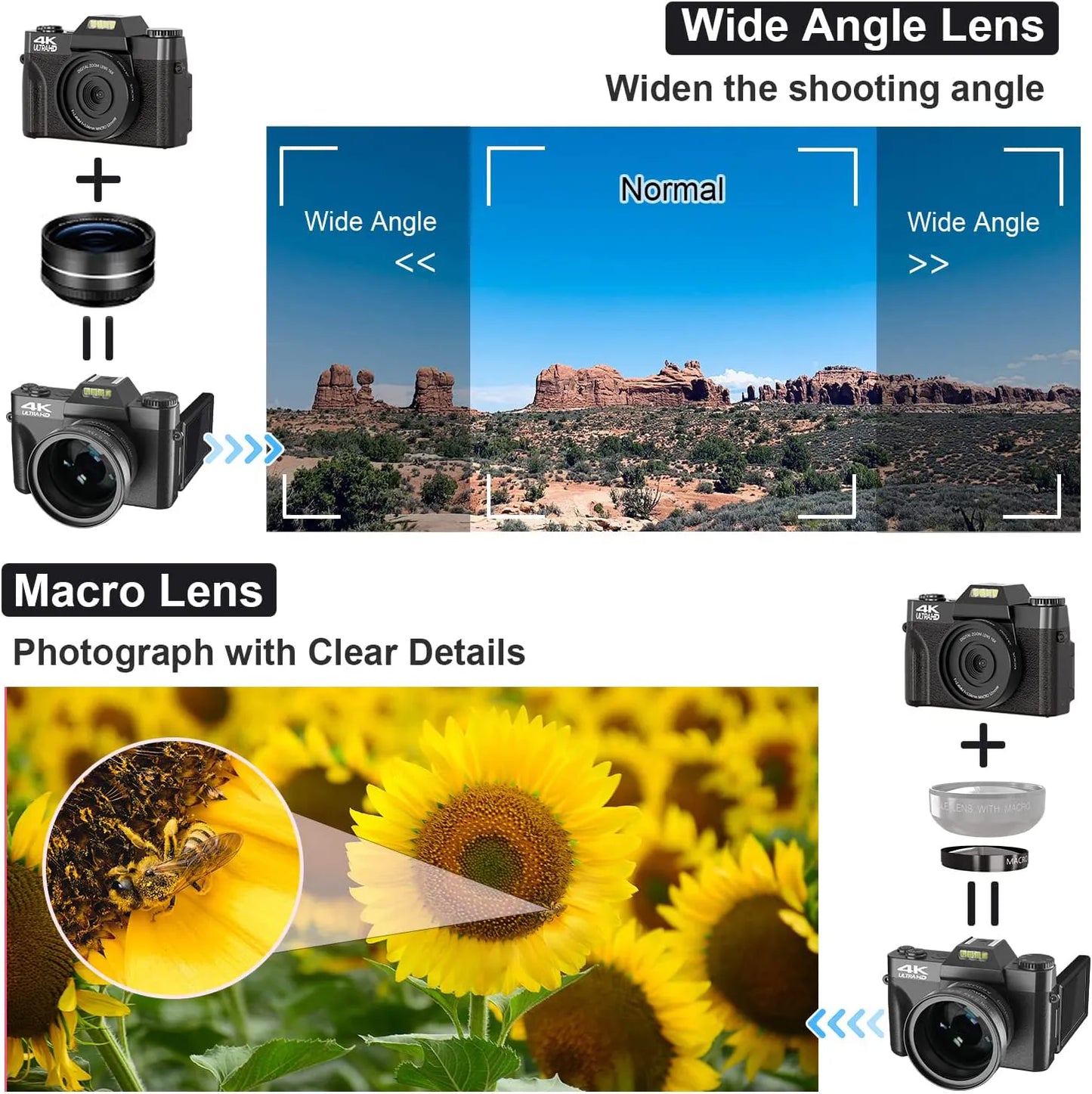 48MP Digital Photography Camera 4K WIFI 16X Digital Zoom Camera 3" Flip Screen