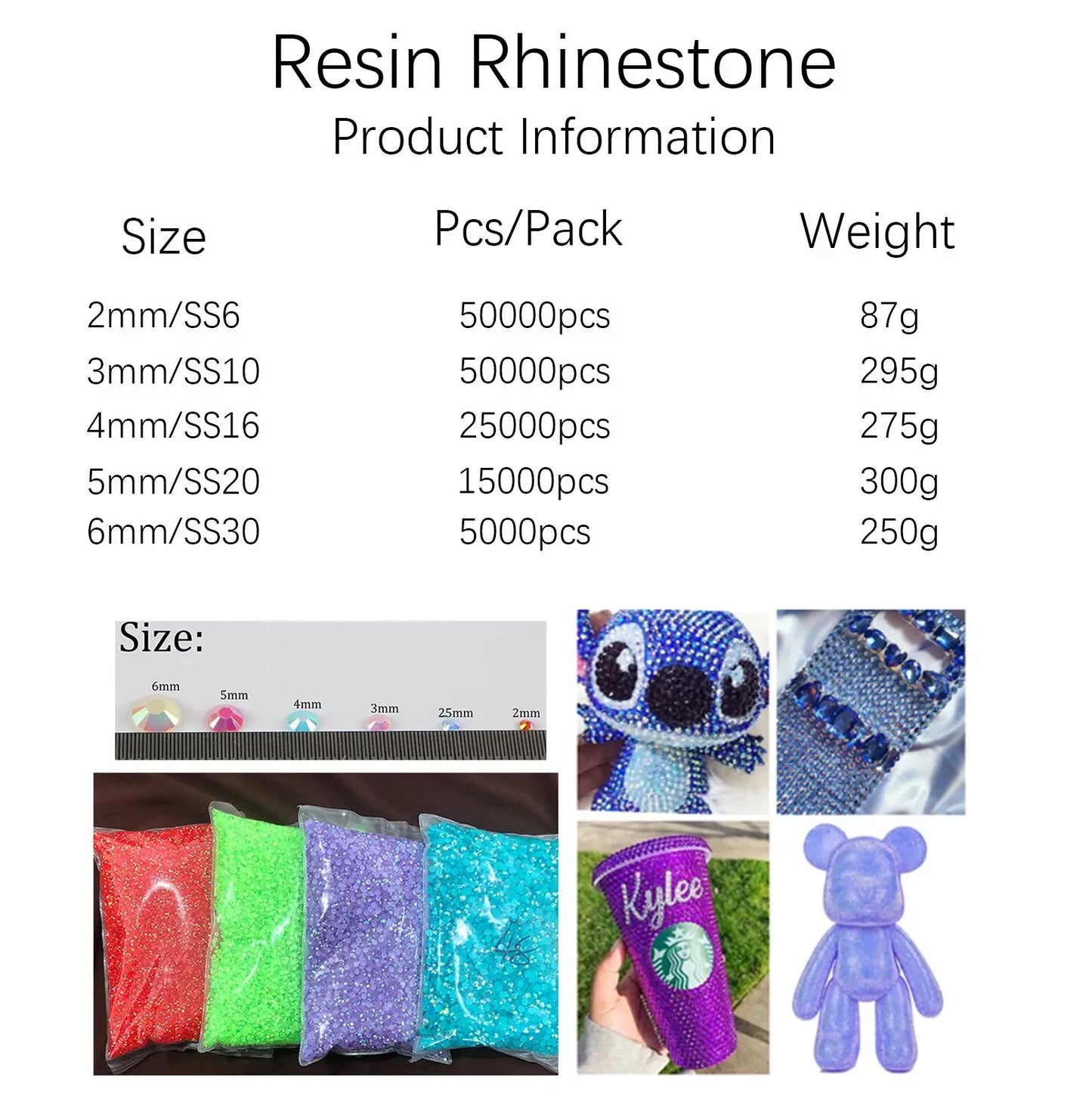 Big Pack Resin Rhinestone Flatback