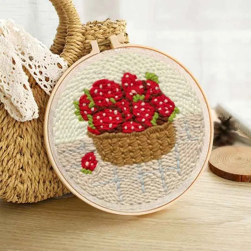 DIY Strawberry Cross Stitch Hoop Craft Kits