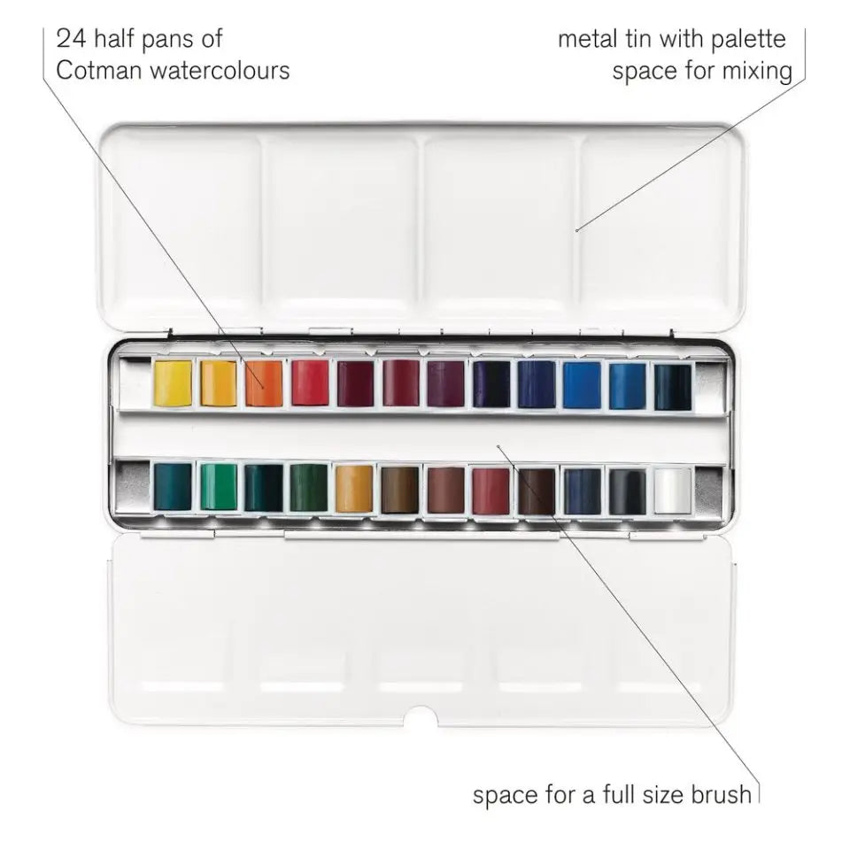 24 Half Pans Colors Watercolor Palette Set