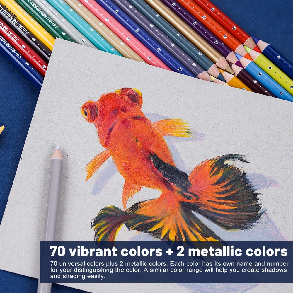 72 Colored Pencils Set with Protective Vertical Insert Box - Malibu Arts & Crafts