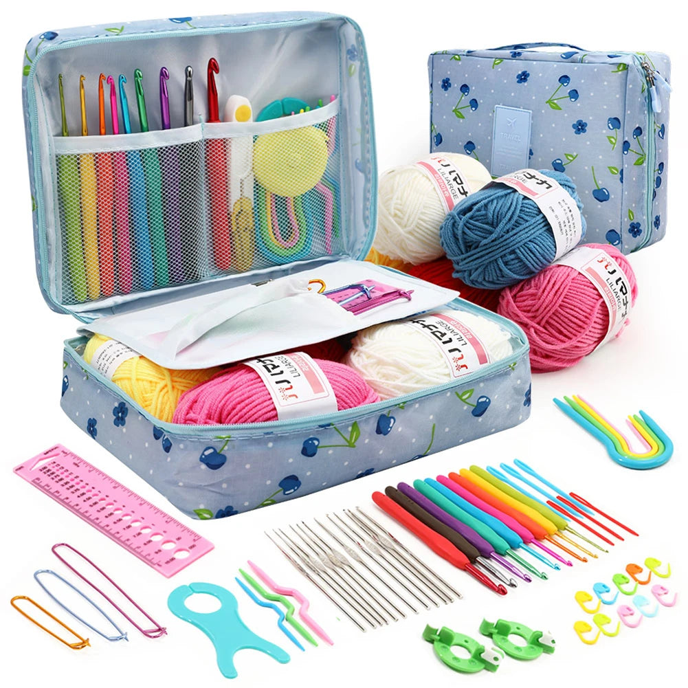 53Pcs Beginner Crochet Hook Kit with Wool Crochet Hooks, Needles and Storage Bag