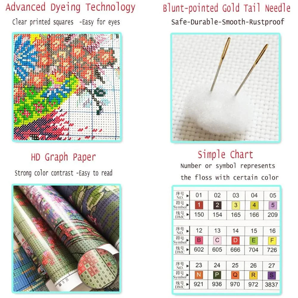 Koi Fish Pre-Printed 11CT Cross Stitch DIY