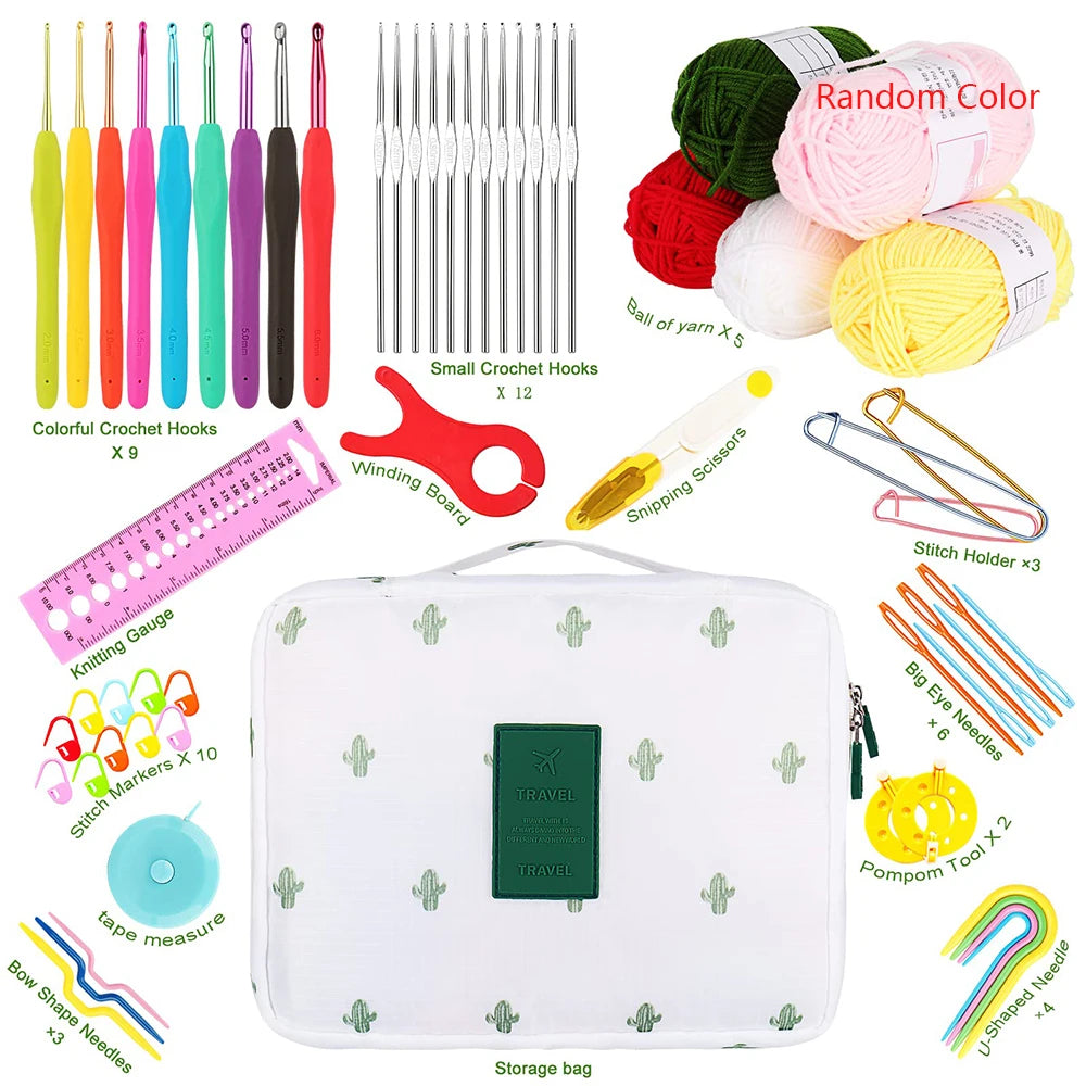 53Pcs Beginner Crochet Hook Kit with Wool Crochet Hooks, Needles and Storage Bag