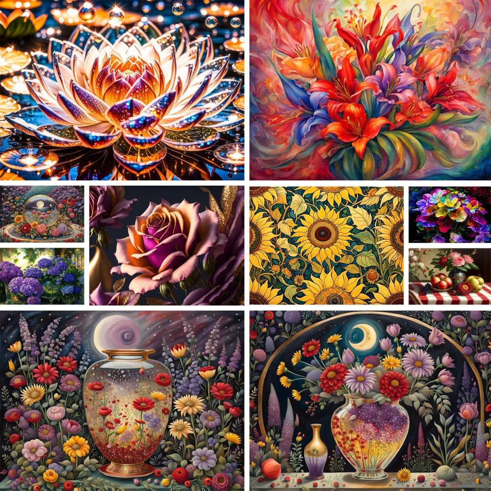 Flowers Scenery Cross-Stitch Patterns DIY Embroidery