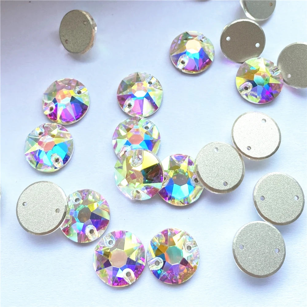 Round High Quality Glass Sew On Stones