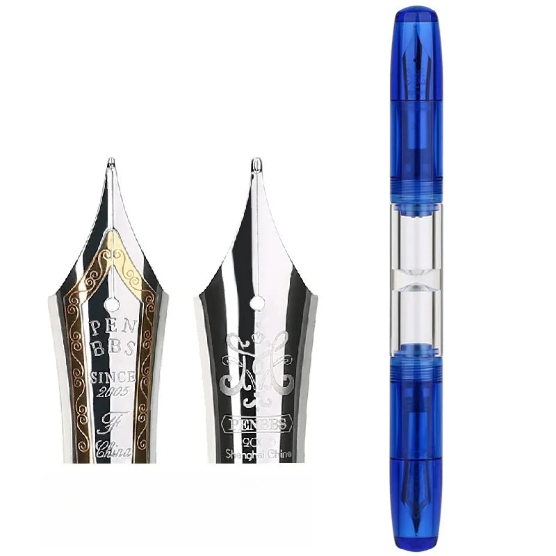 Transparent Resin Fountain Pen Double-Nib Ink Storage Iridium with Box