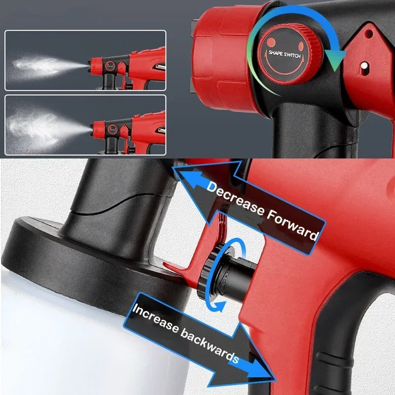 Brushless 800ML Airbrush Electric Spray Gun Cordless For Makita/Bosch/DeWalt/Ryobi 18V Battery