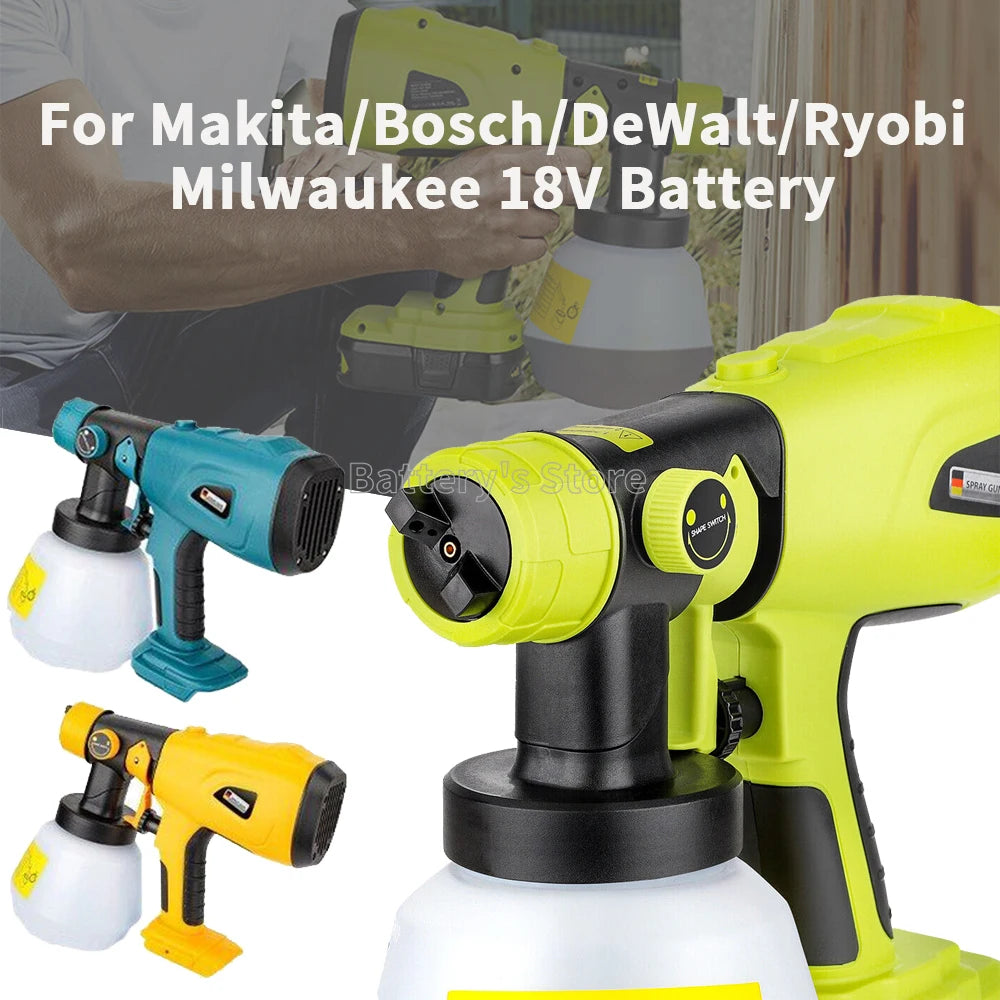 Cordless Electric Spray Gun Portable Paint Sprayer For DeWalt/Bosch/Makita/Milwaukee/Ryobi 18V Li-ion Battery