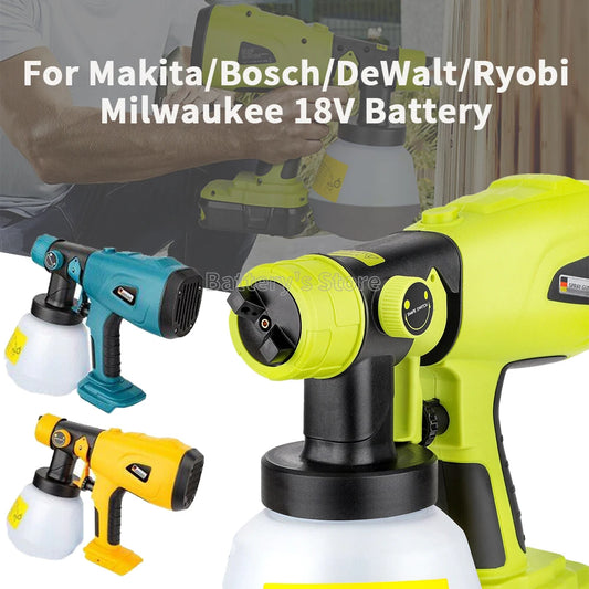 Cordless Electric Spray Gun Portable Paint Sprayer For DeWalt/Bosch/Makita/Milwaukee/Ryobi 18V Li-ion Battery