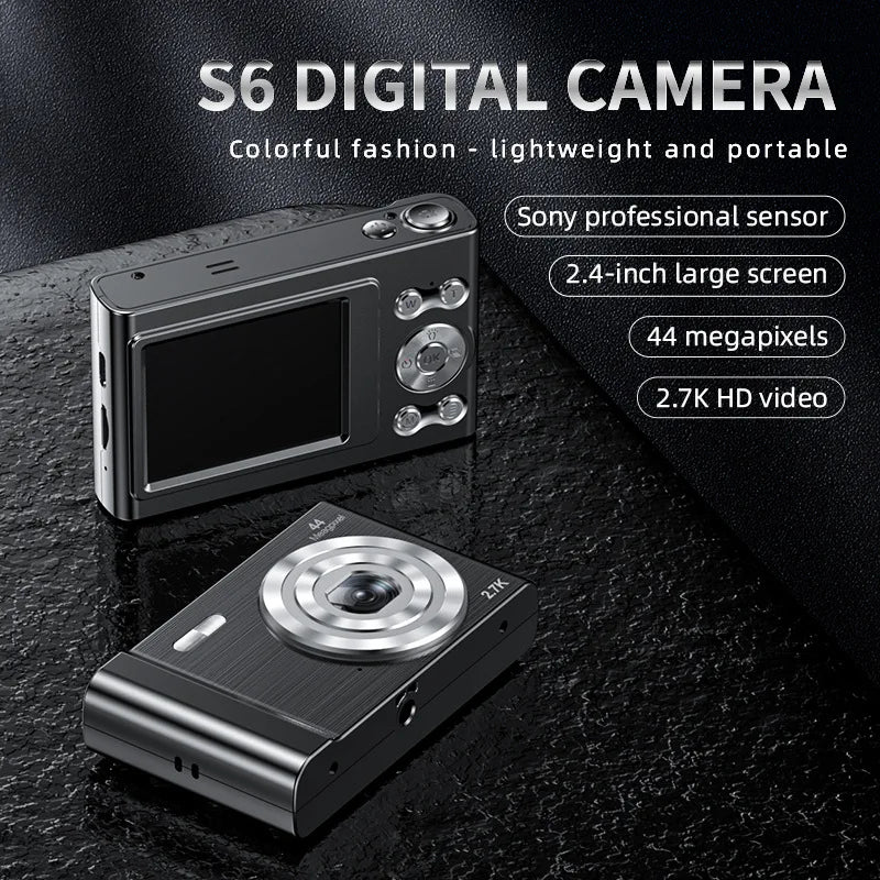 Digital Camera 2.7K 44MP 2.4 Inch IPS Screen with Micro Single HD Photography SLR Card Mini Pocket Camera