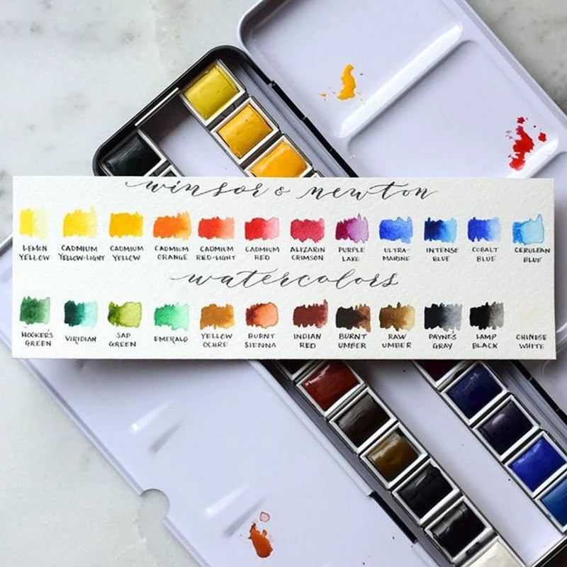 24 Half Pans Colors Watercolor Palette Set