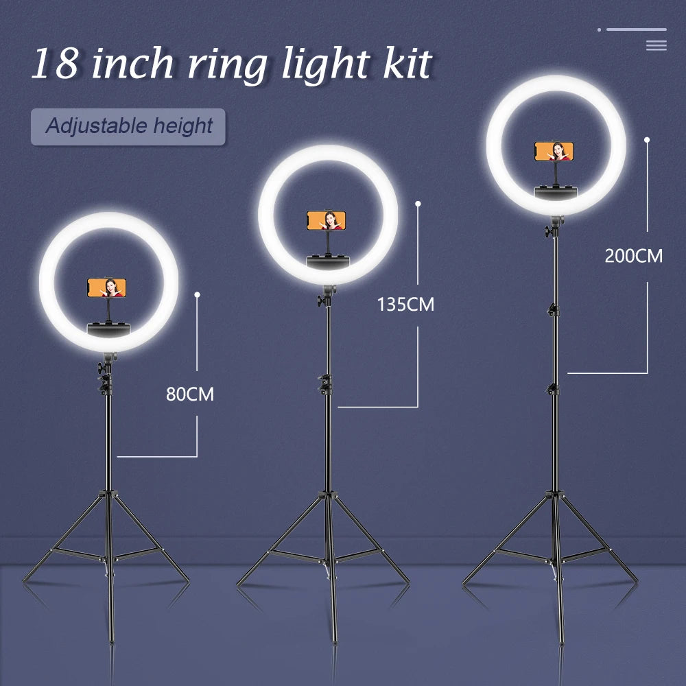 18 Inch UltraThin Ring Light LED With Tripod Stand Phone Clip