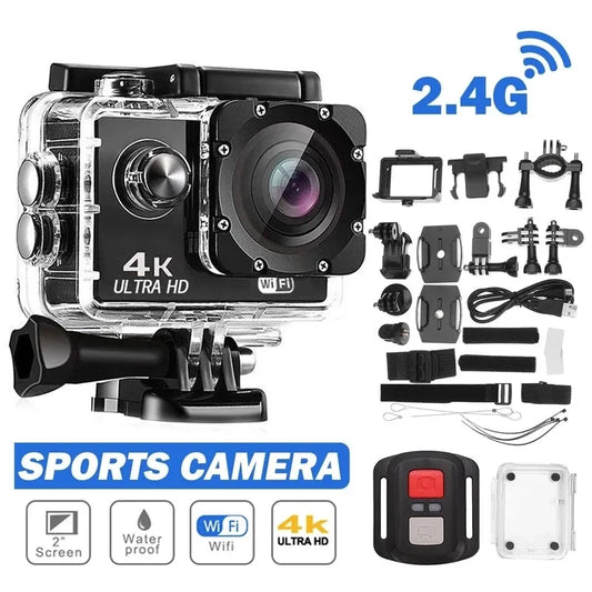 Helmet Action Camera Ultra HD 4K/30fps WiFi 2.0-inch 170D Underwater Waterproof