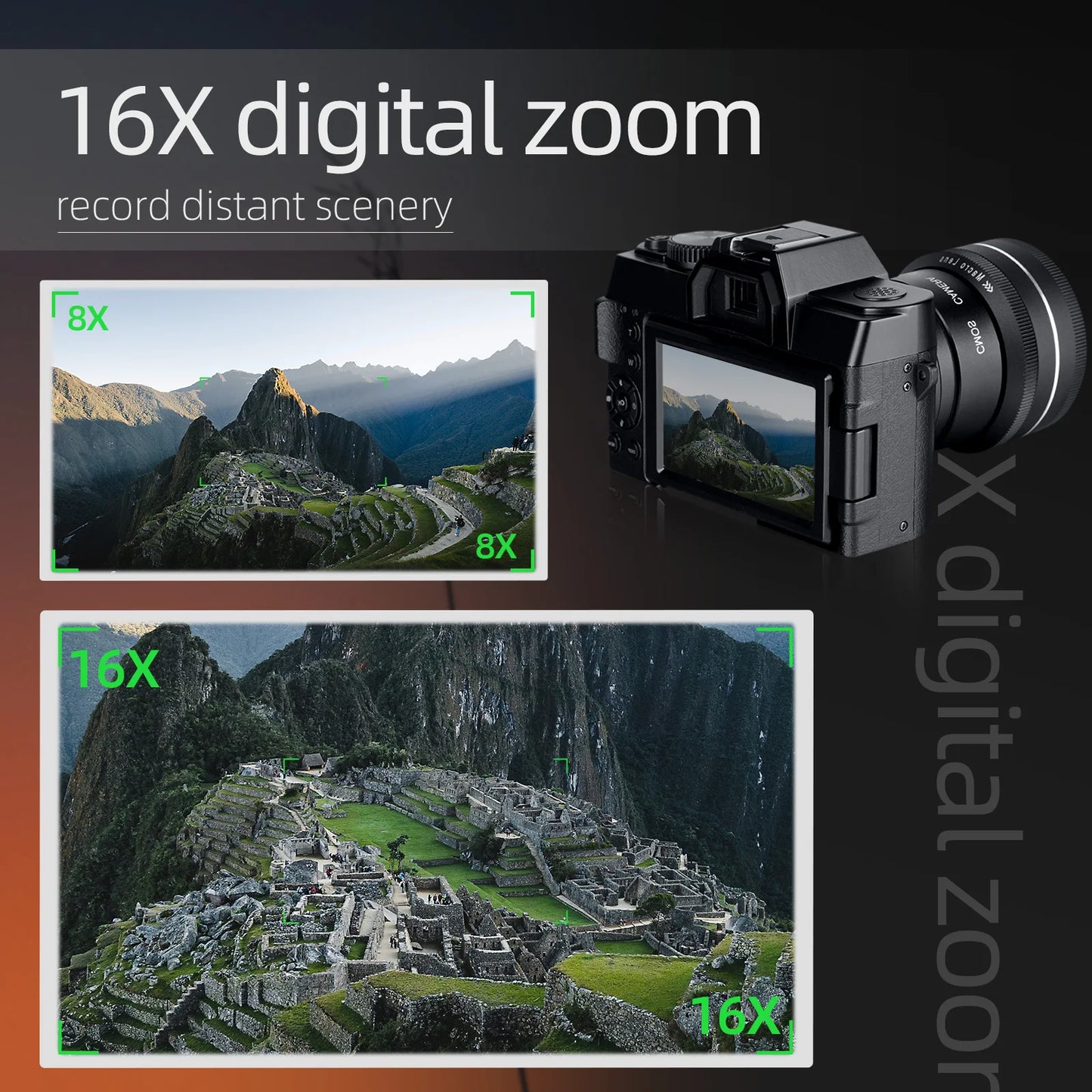 Digital Camera 16X Digital Zoom 4K 48MP with 180° Flip Screen