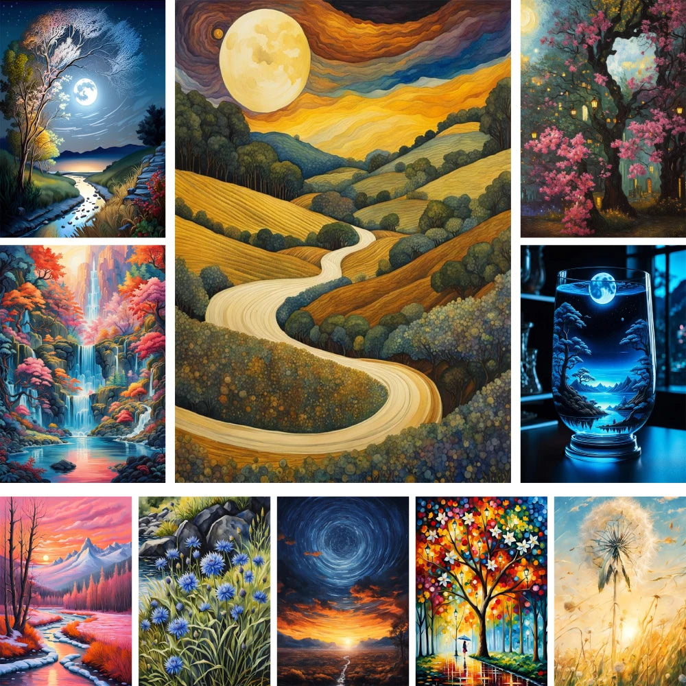 Landscape Beautiful Nature Printed Fabric Cross-Stitch Kit DIY Embroidery Painting Knitting Craft Handicraft Needle Sales Design