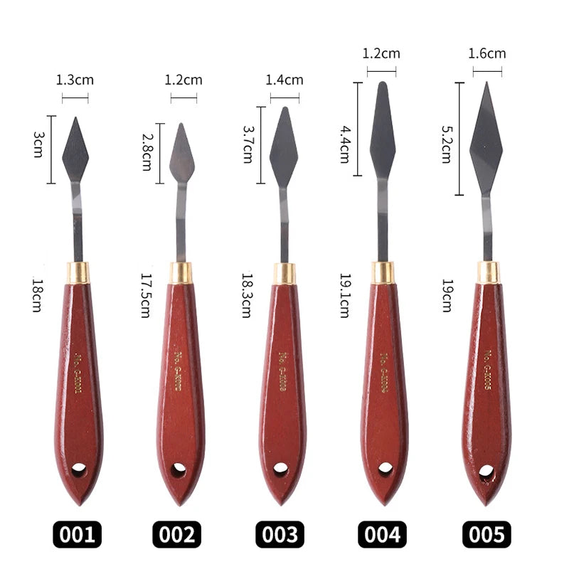 Wooden high elastic stainless steel flat pointed spatula