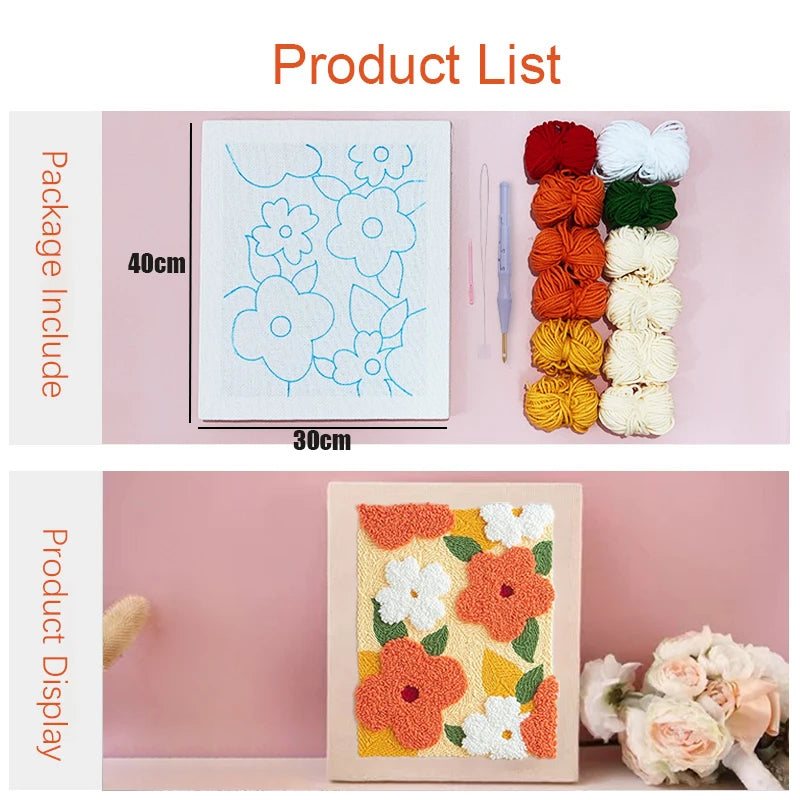 30x40cm Floral 3D DIY Embroidery Kits