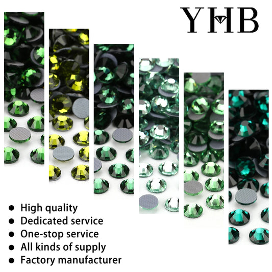 High Quality Green Color Flatback Hotfix Rhinestones