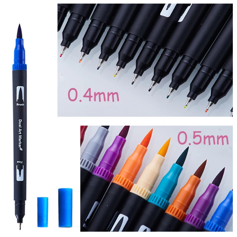 Watercolor Art Marker Brush Pen Dual Tip