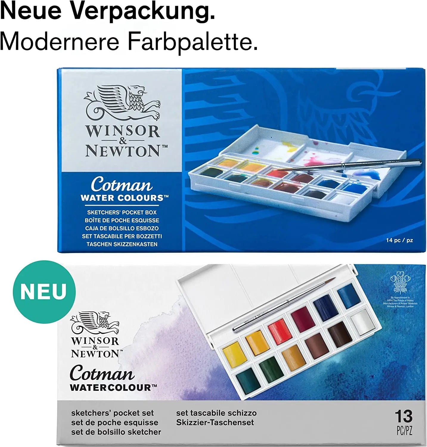 Winsor&Newton Cotman Portable Travel 12 Color Solid Watercolor Paint Sketchers' Half Pans Palette