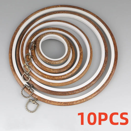 10pcs/Set 7.5-26cm Round Wooden Color Embroidery Hoops