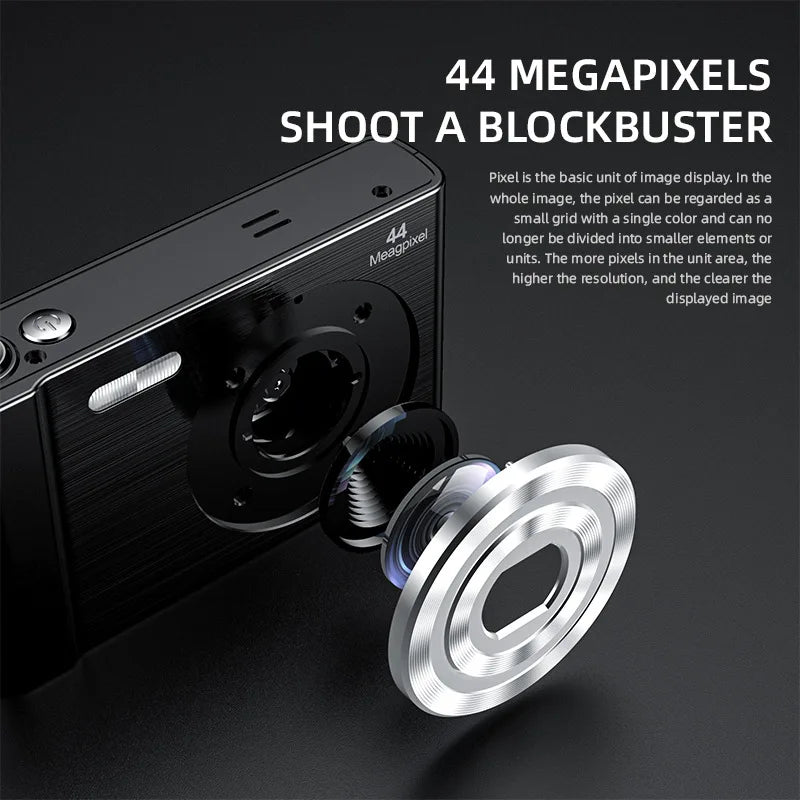 Digital Camera 2.7K 44MP 2.4 Inch IPS Screen with Micro Single HD Photography SLR Card Mini Pocket Camera