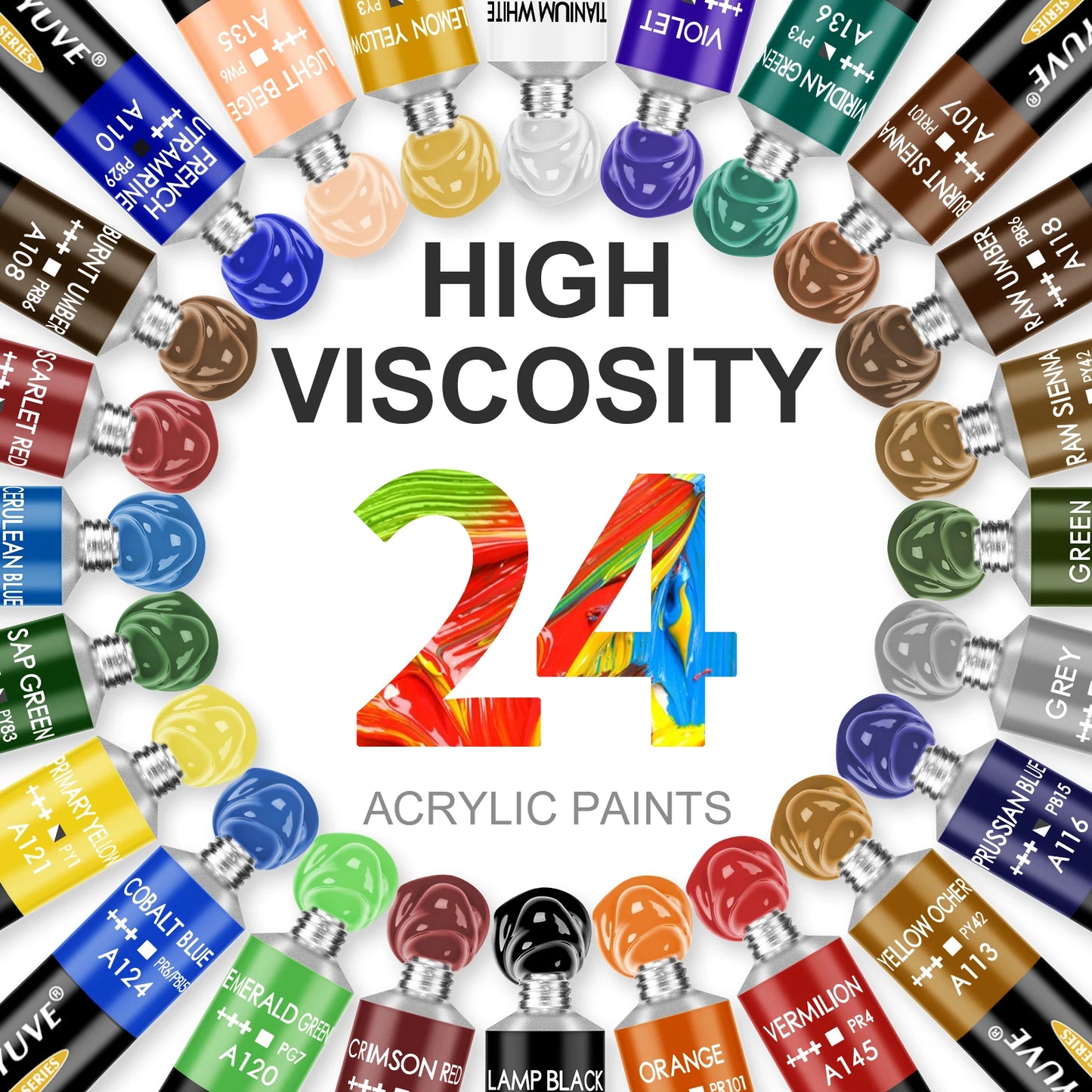 Acrylic Paint Set 24 Colors 22ml