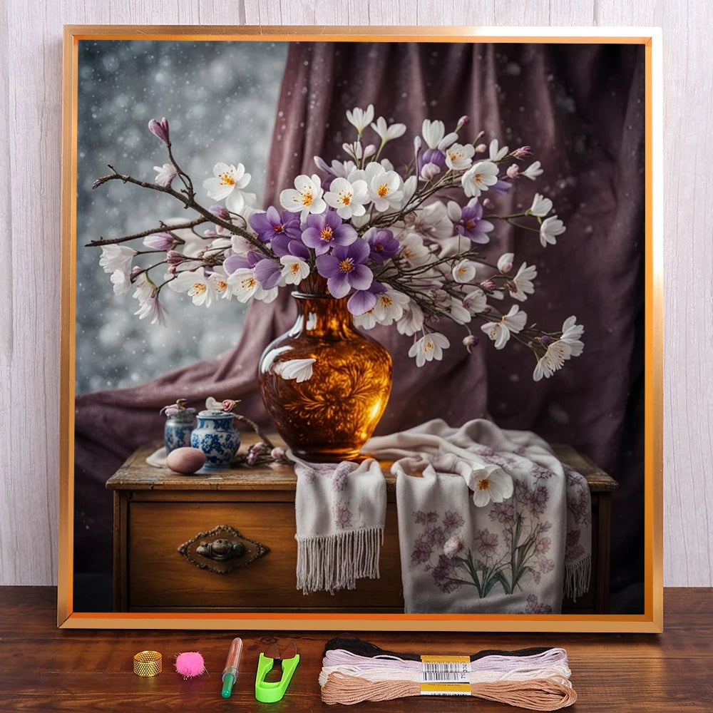 Flowers Cross Stitch Complete Kit DIY